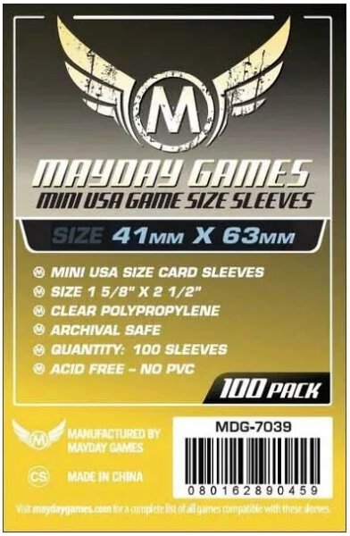 Mini USA Game Size Sleeves 41 X 63 MM (100 pack)