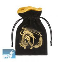 Dragon Black &amp; Golden Velour Dice Bag