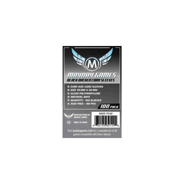 Euro Card Sleeve -Black Backed (Pack of 100) -59 MM X 92 MM