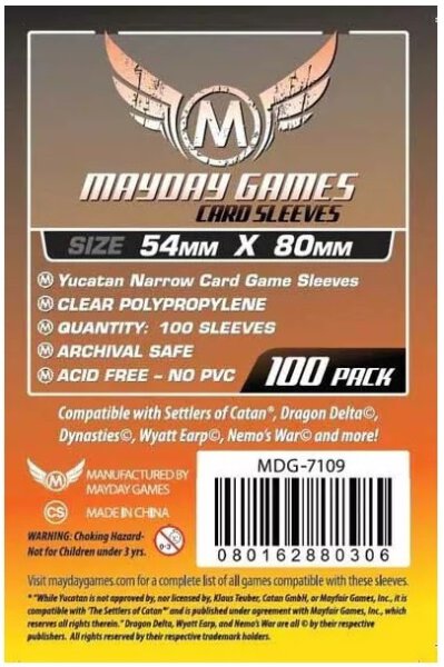 Yucatan Narrow Card Game Sleeves 54 X 80 MM (100 pack)