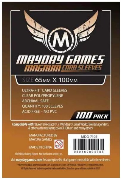 Magnum Copper Sleeve: 65 MM X 100 MM Card Sized -"7 Wonders" (100)