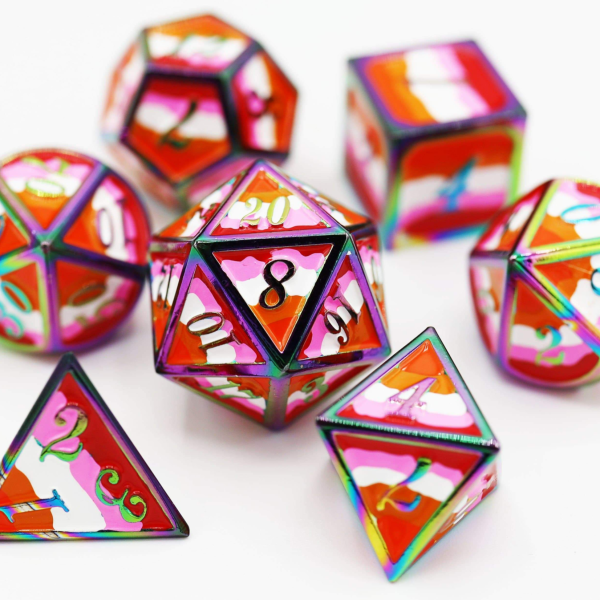Community Lesbian Pride Flag RPG Metal Dice Set (7)
