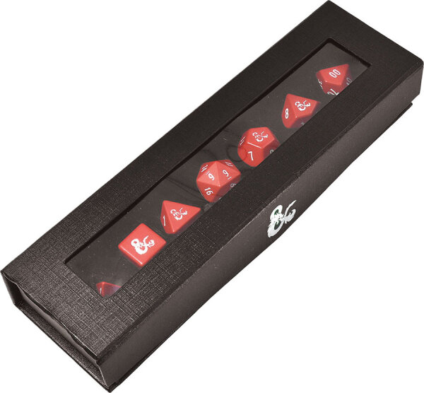 D&D Heavy Metal Dice Red & White RPG Dice Set