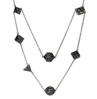 Dragons Eye 7 Die Necklace Gunmetal with Purple Gems