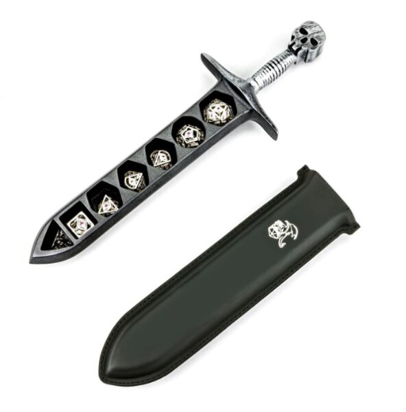 Grim Dagger Dice Case/Holder with Sheath Cover (Silver)