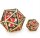 Solid Metal Dragon Chonk D20 Gold with Red & Black (45mm)