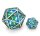 Solid Metal Dragon Chonk D20 Silver with Green & Blue (45mm)