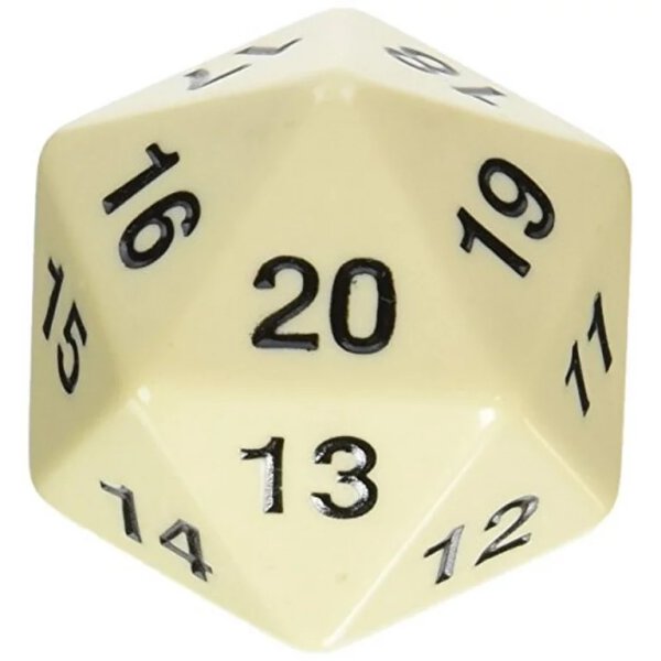 55MM JUMBO D20 Ivory COUNTDOWN DICE
