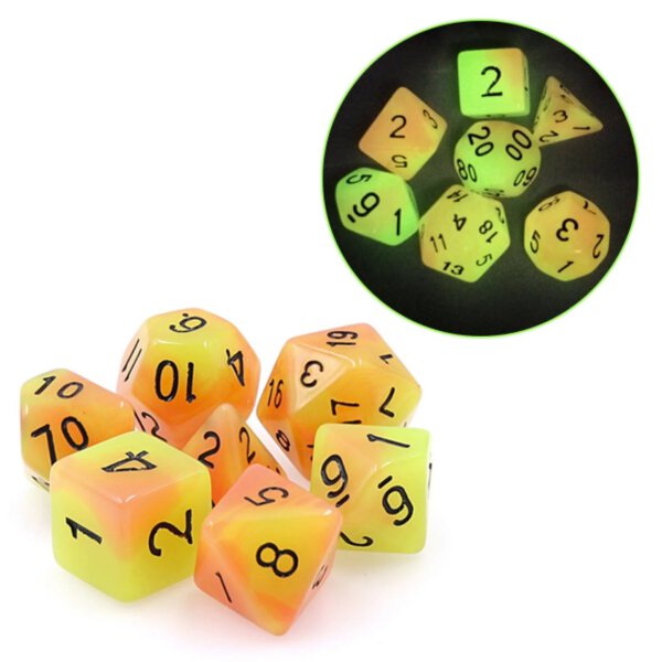 Glow in the Dark Fireball RPG Dice Set (7)
