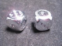Dice Pair Of Silver-plated 16mm D6 w/pips