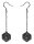 Dragons Eye D20 Earrings Gunmetal with Purple Gems