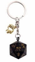 D20 keychain with Dragon Charm Barbarian Black
