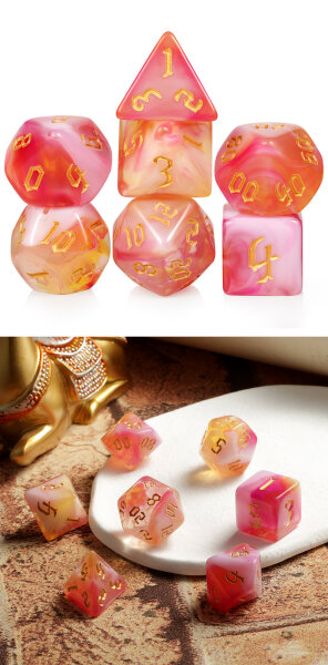 Acrylic Dice Set (7) Flamingo