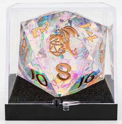 Sharp Edge Resin 55mm Chonk D20 Opal w/Copper