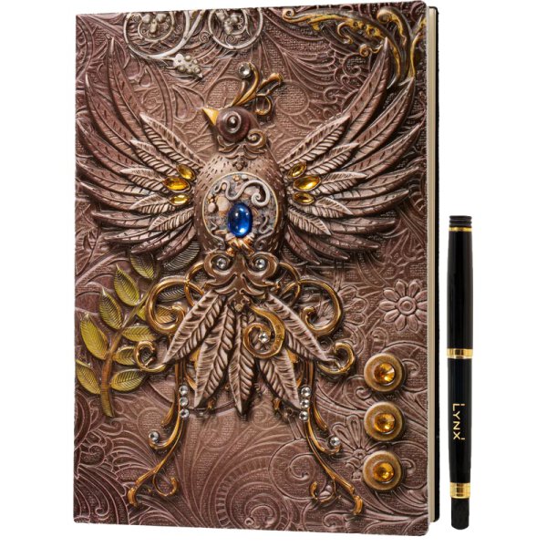 LYNX 3D Faux-Leather Notebook Pink Phoenix
