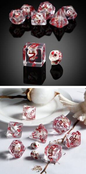 Resin Dice Set (7) Bloody Skull