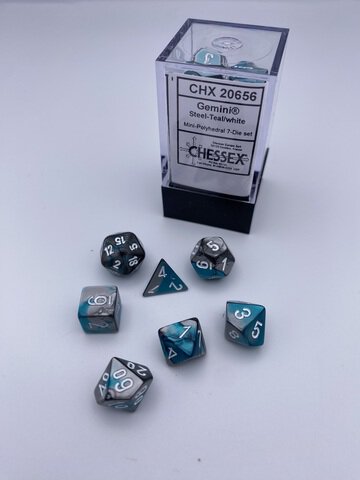 Gemini® Mini-Polyhedral Steel-Teal/white 7-Die Set