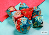 Gemini® Mini-Polyhedral Red-Teal/gold 7-Die Set