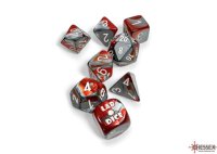 Lab Dice: Gemini Red-Steel/white Polyhedral 7-Dice Set...