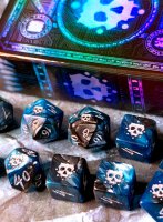 Elder Dice Vast Grimm Silver Ink on Cyan & Black