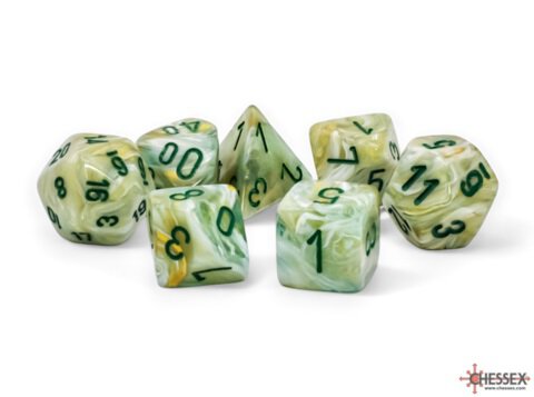 Marble Mega-hedral™ Green/dark green 7-Die Set