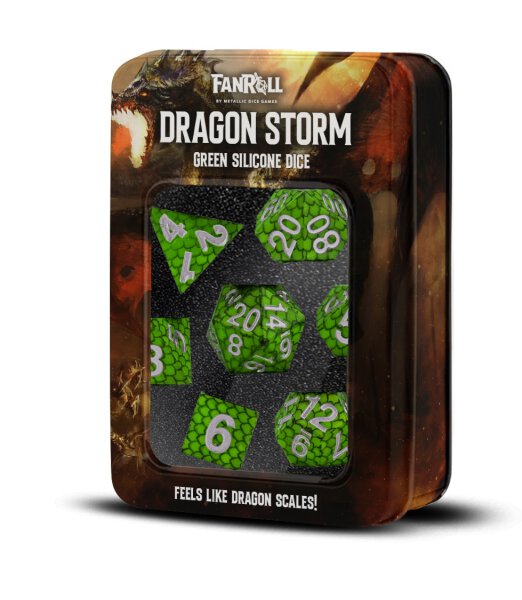 Dragon Storm Silicone Dice Set Green Dragon Scales