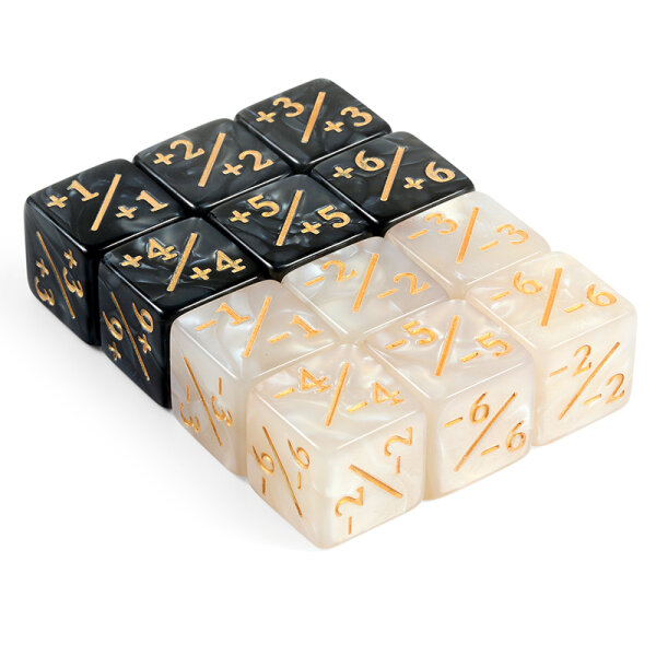 Positive/Negative Dice Counters Oynx/Marble (12)
