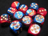 Dice Sets Blue-Red/Gold Gemini 16mm d6 (12)