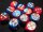 Dice Sets Blue-Red/Gold Gemini 16mm d6 (12)