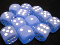 Dice Sets Blue/White Frosted 16mm d6 (12)
