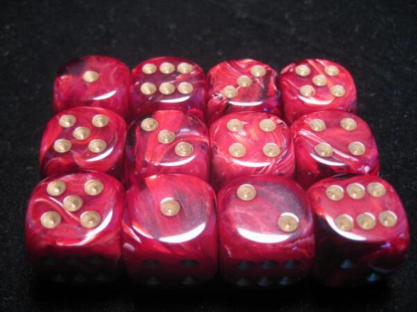 Dice Sets Burgundy/Gold Vortex 16mm d6 (12)