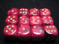 Dice Sets Burgundy/Gold Vortex 16mm d6 (12)