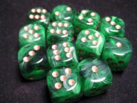 Dice Sets Green/Gold Vortex 16mm d6 (12)