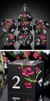 Metal & Enamel Dice Set (7) Sakura Black
