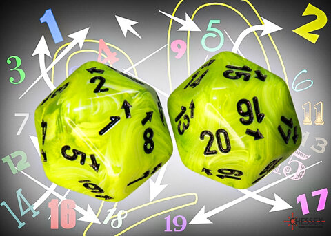 Vortex Bright Green/black Countup&down d20
