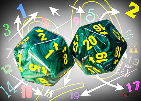 Vortex Malachite/yellow Countup&down d20