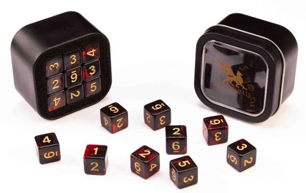 D6 Series 16mm Marble Red & Black (18)