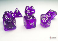 Translucent Mini-Polyhedral Purple/white 7-Die Set