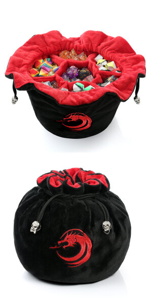 Drawstring Sectional Dice Pouch Black