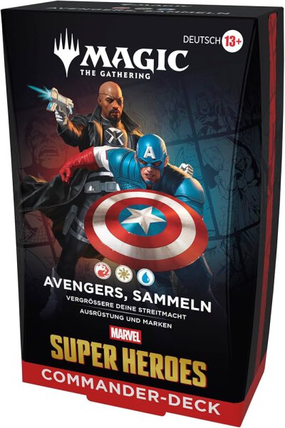 MTG - Marvel Super Heroes Commander Deck- Avengers Sammeln (Rot, Weiß, Blau) - DE