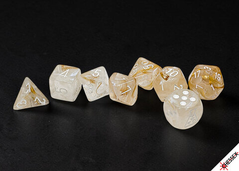 Borealis® Polyhedral Champagne/white 7-Die Set (with bonus die)