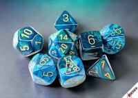 Gemini® Polyhedral Green-Teal/gold 7-Die Set (with...